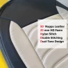 RideoFrenzy Luxury Light Grey & Black Nappa Leather Car Seat Covers