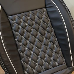 RideoFrenzy ClubClass Black and White Luxury Nappa Leather Seat covers for All Cars