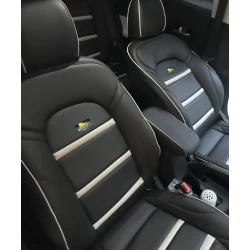 Buy RideoFrenzy Luxury Designer Black with White Nappa Leather Seat Covers Online India