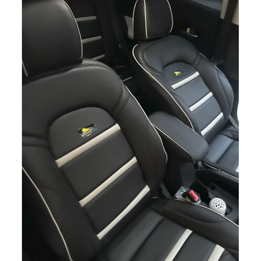 Buy RideoFrenzy Luxury Designer Black with White Nappa Leather Seat Covers Online India