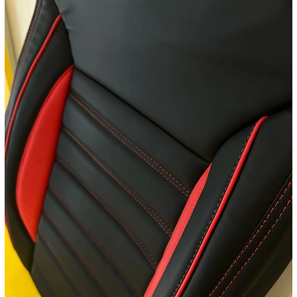 Buy RideoFrenzy Luxury Nappa Leather Car Seat Covers | Fusion Black and Red
