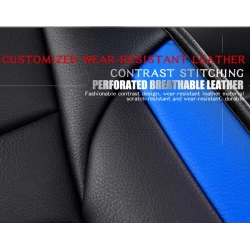 RideoFrenzy LEO Blue & Black Nappa Leather Seat Covers Online | Free Shipping