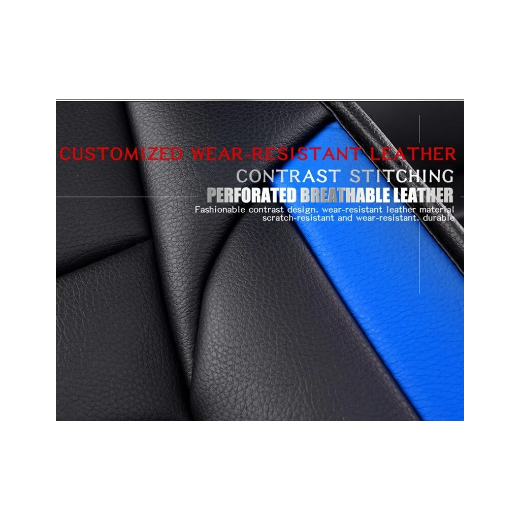 RideoFrenzy LEO Blue & Black Nappa Leather Seat Covers Online | Free Shipping