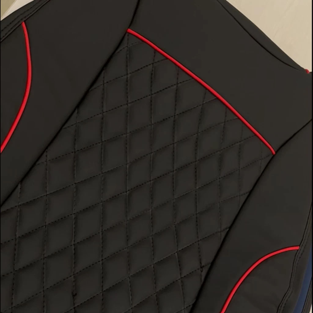 Buy RideoFrenzy Kriscross Black and Red Nappa Leather Car Seat Covers online