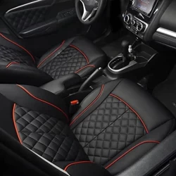 Buy RideoFrenzy Kriscross Black and Red Nappa Leather Car Seat Covers online