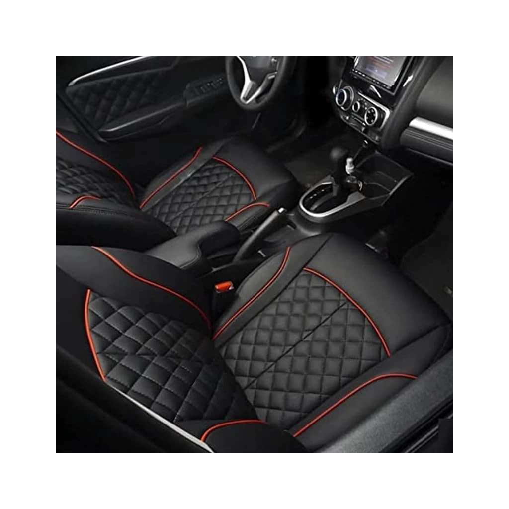 Buy RideoFrenzy Kriscross Black and Red Nappa Leather Car Seat Covers online
