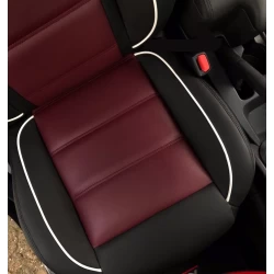 RideoFrenzy LEO Wine & Black Nappa Leather Seat Covers Online | Free Shipping