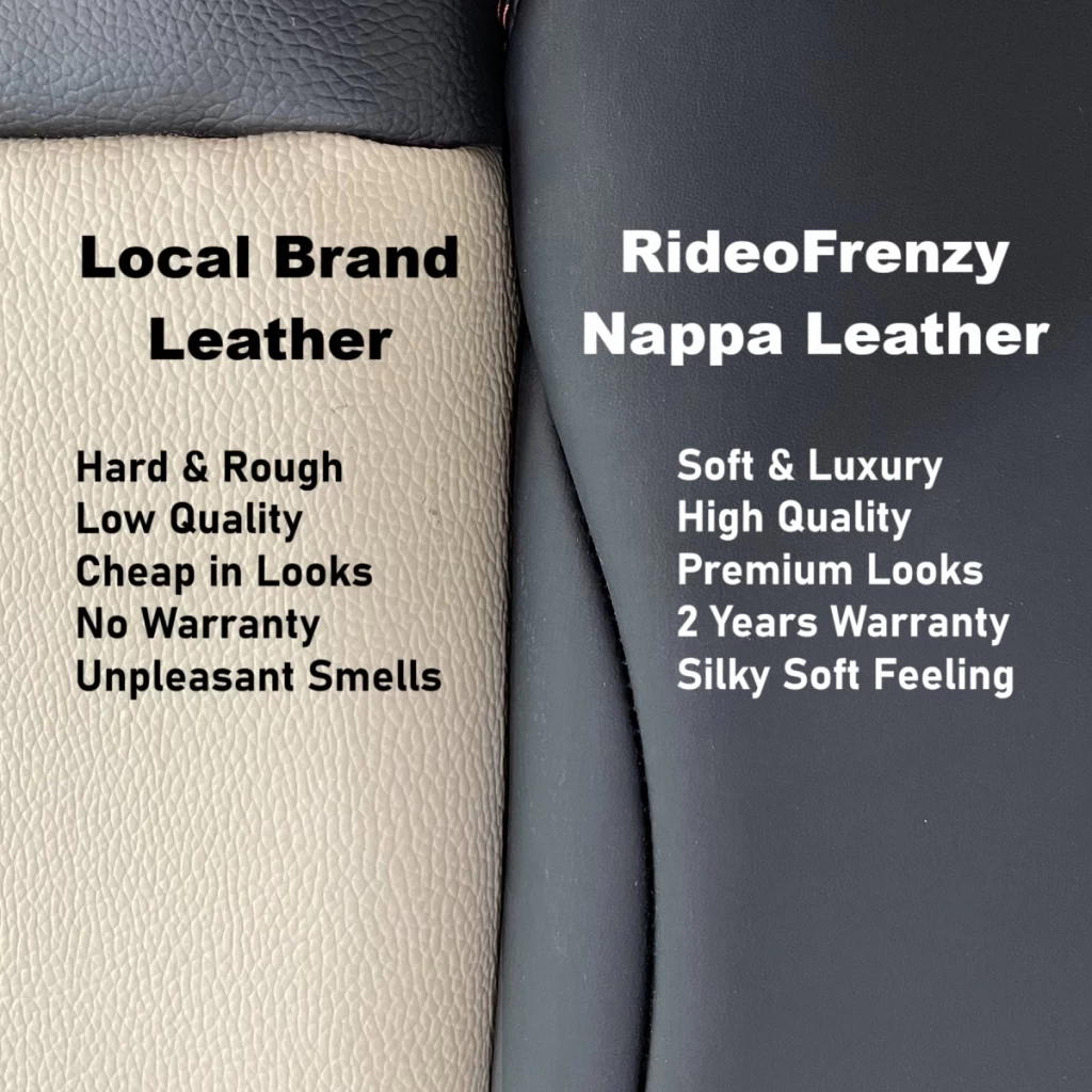 RideoFrenzy LEO Wine & Black Nappa Leather Seat Covers Online | Free Shipping