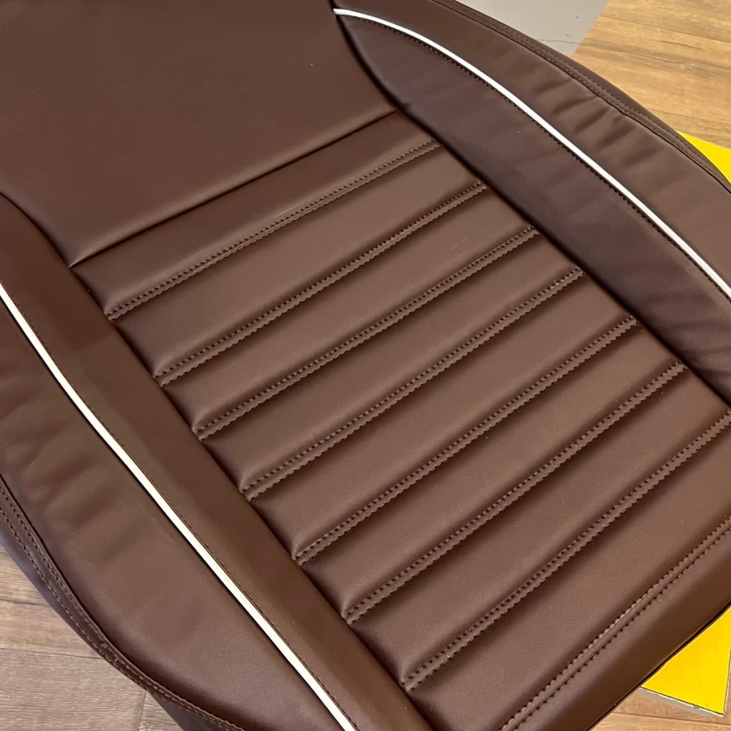 Buy RideoFrenzy  Choco Brown with White Piping Nappa Leather Car Seat Covers