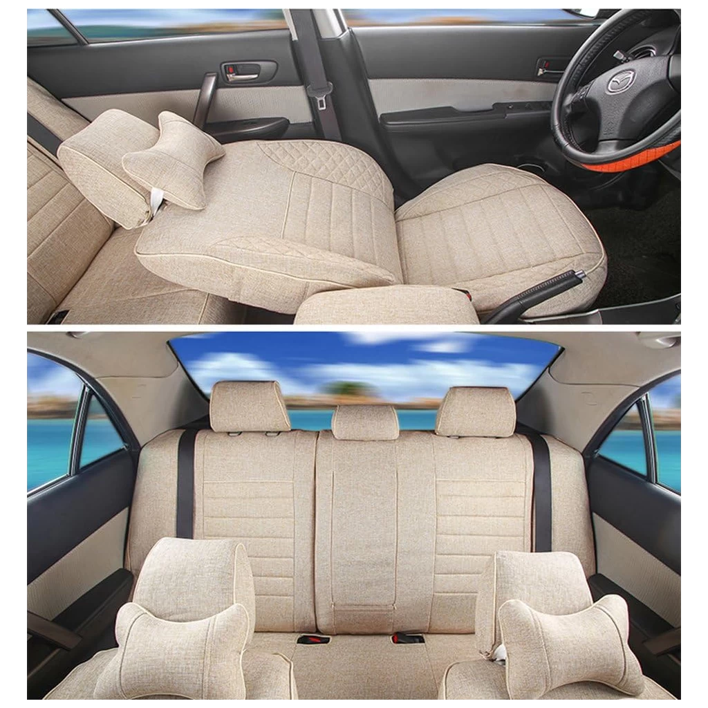 Buy Fresho Full Beige Jute Car Seat Covers Online India | RideoFrenzy