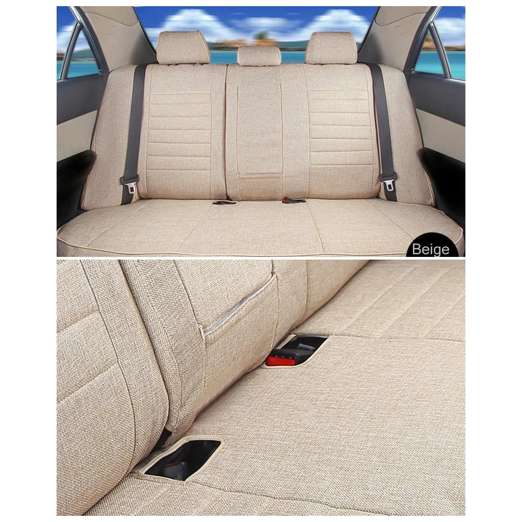 Buy Polsi Premium Beige  Jute Car Seat Covers Color Online-RideoFrenzy