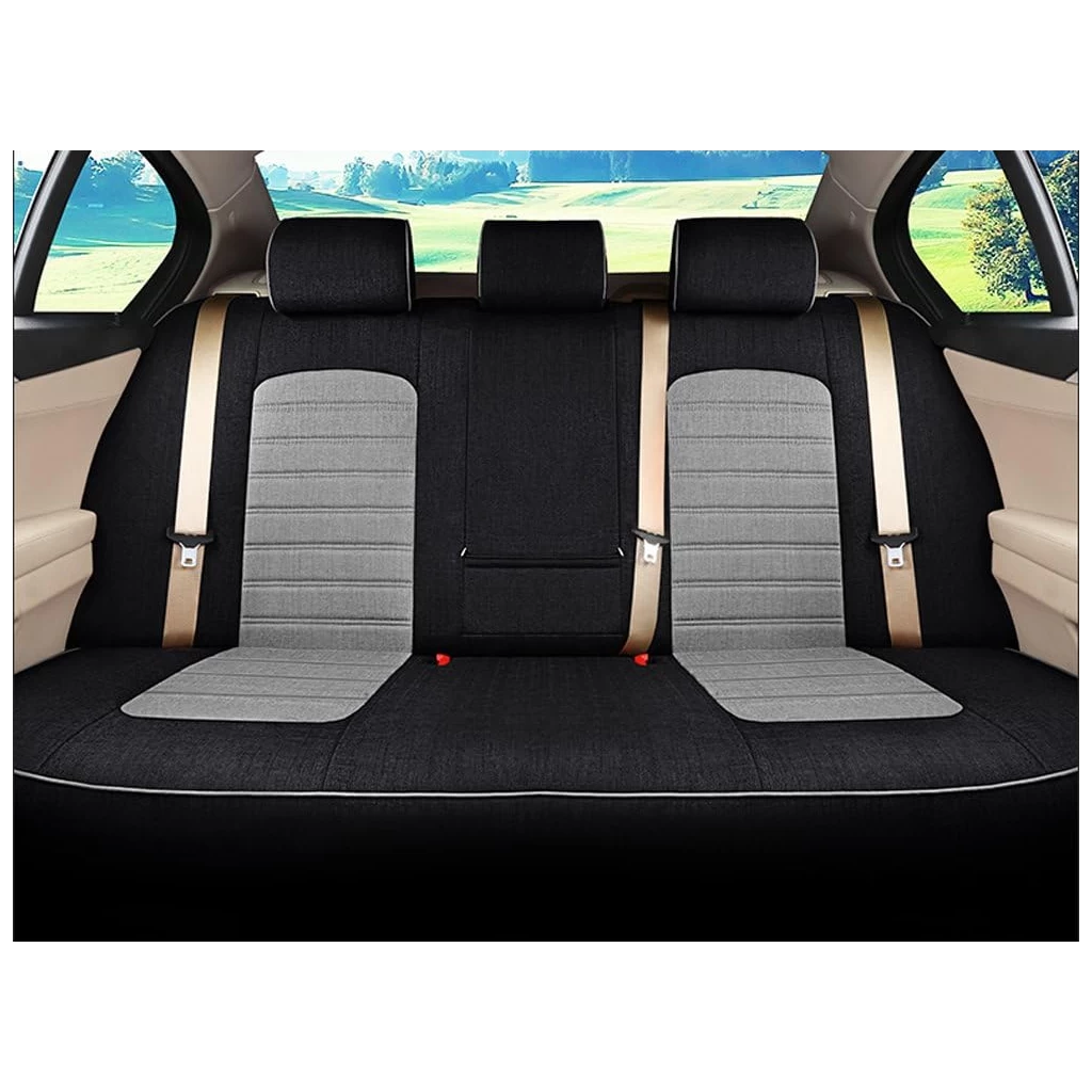 Buy Polsi Premium Black & Grey Jute Car Seat Covers Online-RideoFrenzy