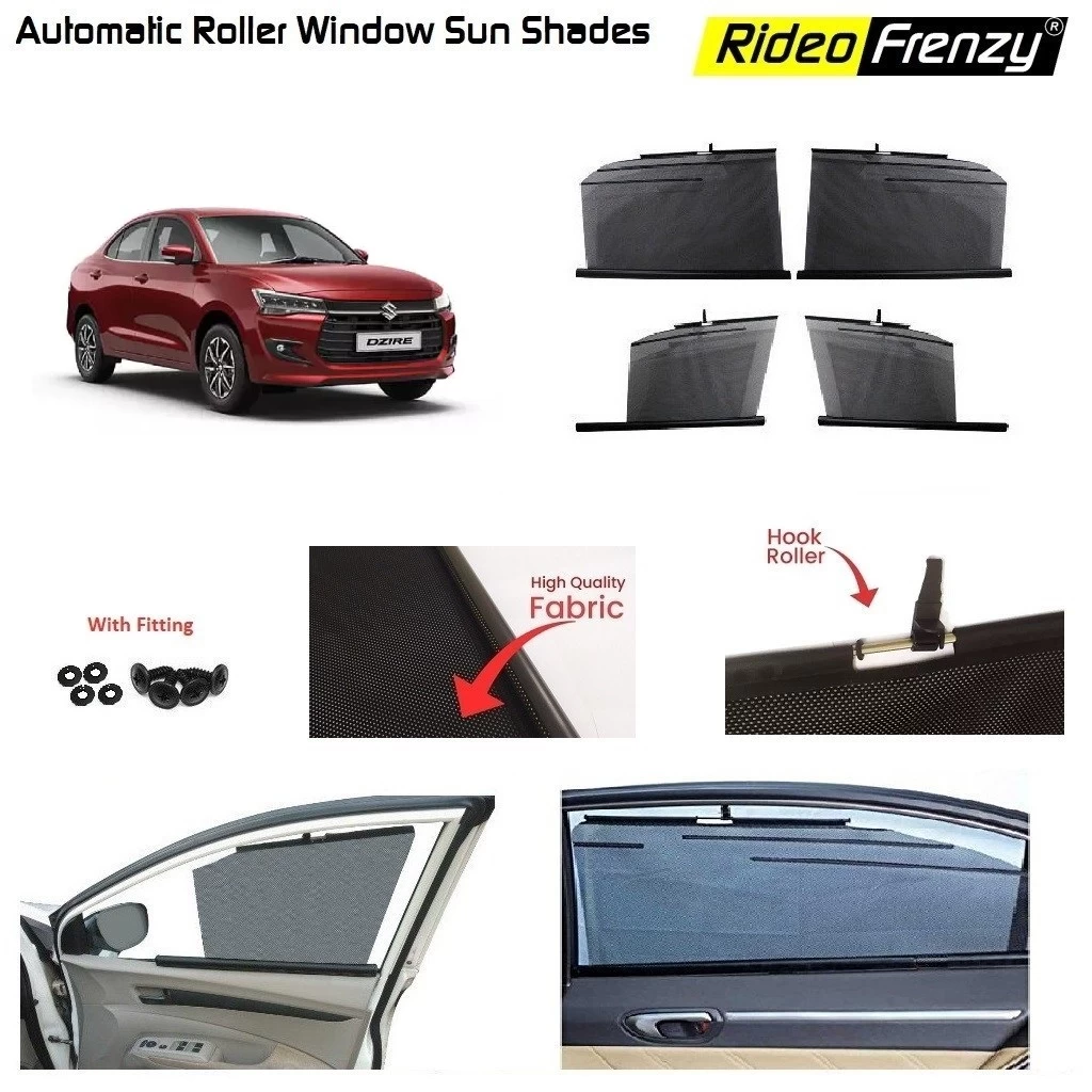 Buy Maruti New Dzire (2024-2025) Automatic Side Window Curtains online India | RideoFrenzy