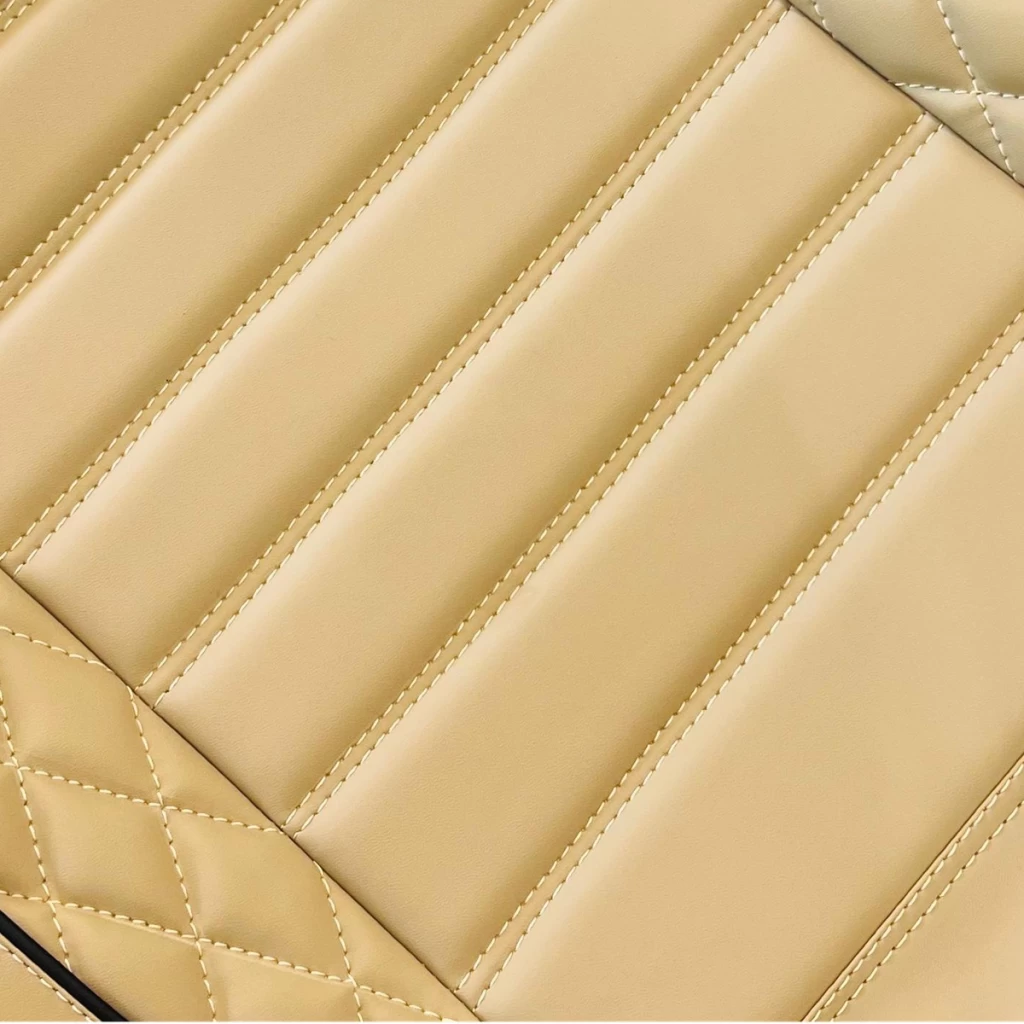 Buy RideoFrenzy Designer Beige and Black Nappa Leather Car Seat Covers