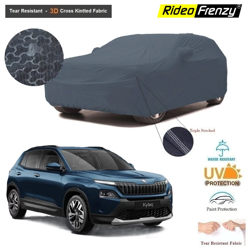 Buy Skoda Kylaq 3D Tear Resistant Car Body Cover with Mirror Pockets online India at RideoFrenzy
