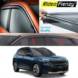 Buy Skoda Kylaq Door Visors with Chrome Inserted online India | RideoFrenzy