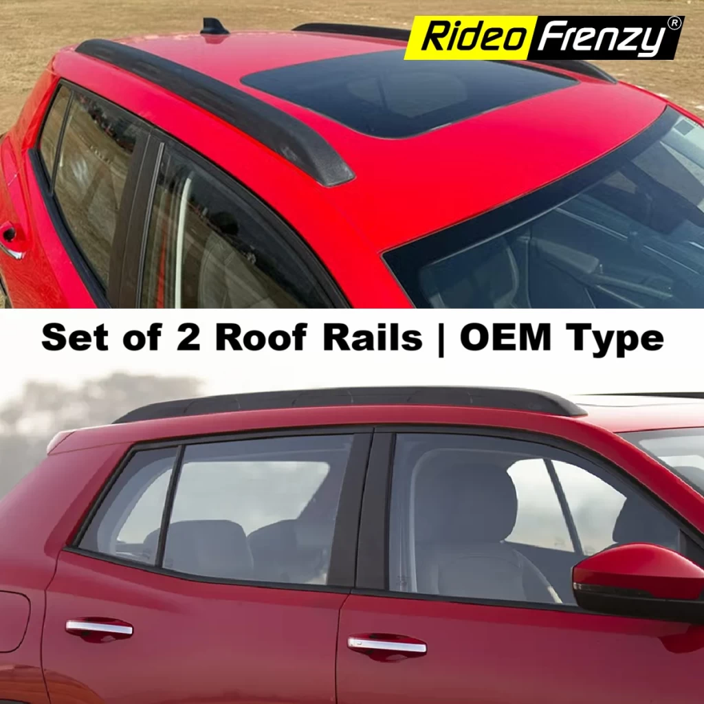 Buy Skoda Kylaq Genuine Original Roof Rails Black Color | RideoFrenzy