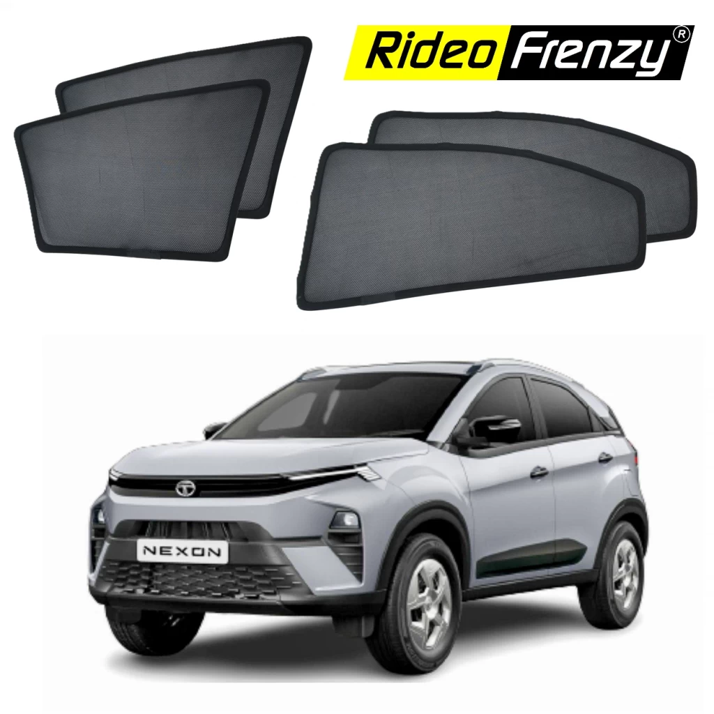 Buy New Nexon (2023-2025) Window Sunshades with front Mirror Cut online India at RideoFrenzy