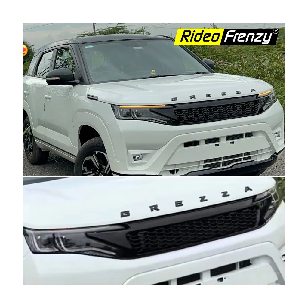 Buy Maruti New Brezza Piano Black Front Grill | Monster Grill | RideoFrenzy