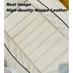 Buy RideoFrenzy Streak Off White & Black Nappa Leather Car Seat Covers | Free Shipping & Easy Returns