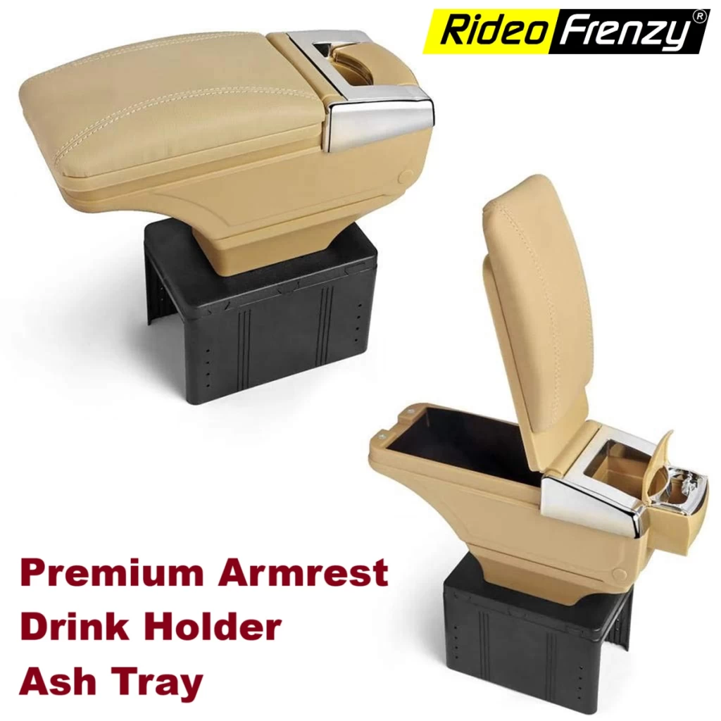 Buy RideoFrenzy Premium Beige Arm Rest with Drink Holder & Ash Tray online India