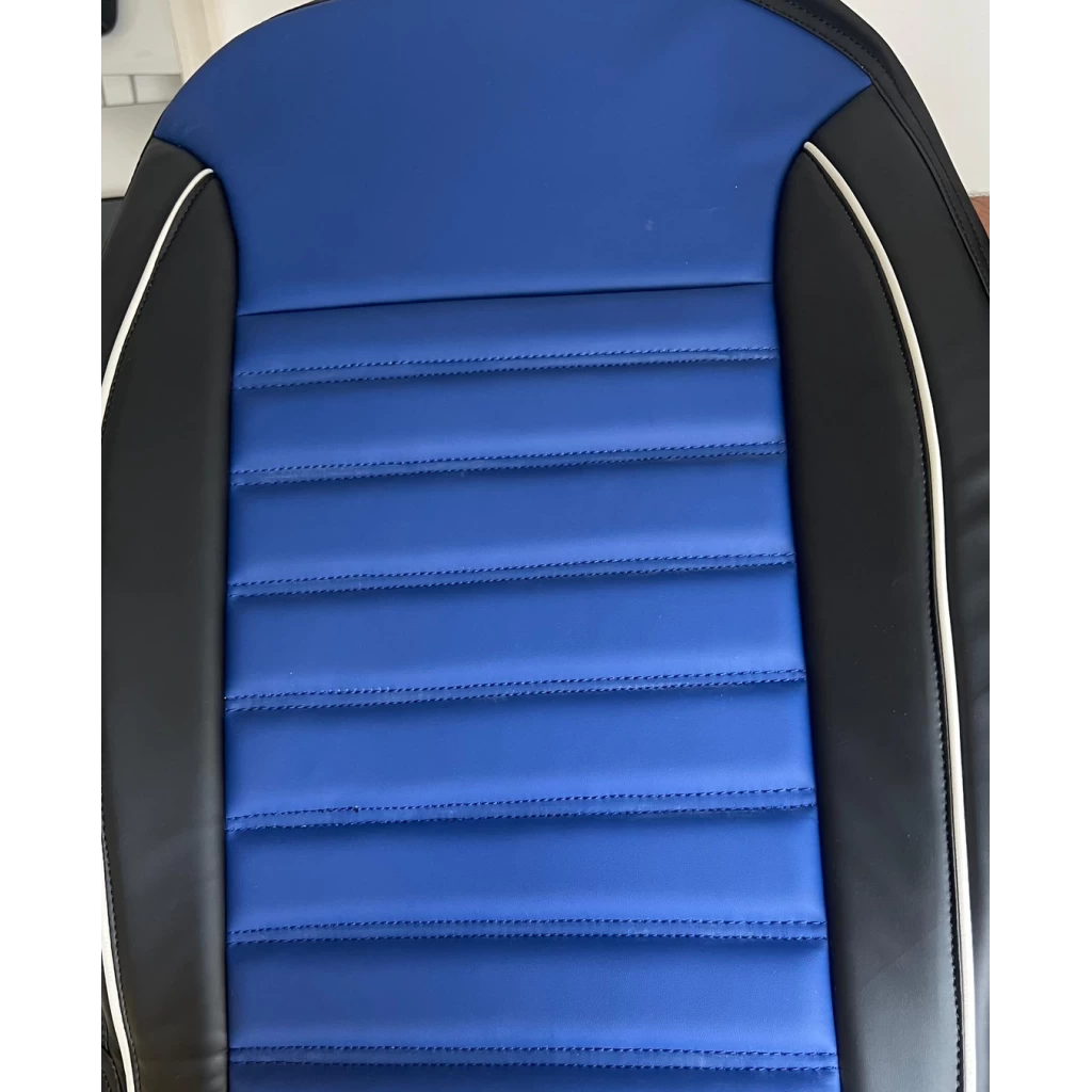RideoFrenzy LEO Blue & Black Nappa Leather Seat Covers Online | Free Shipping