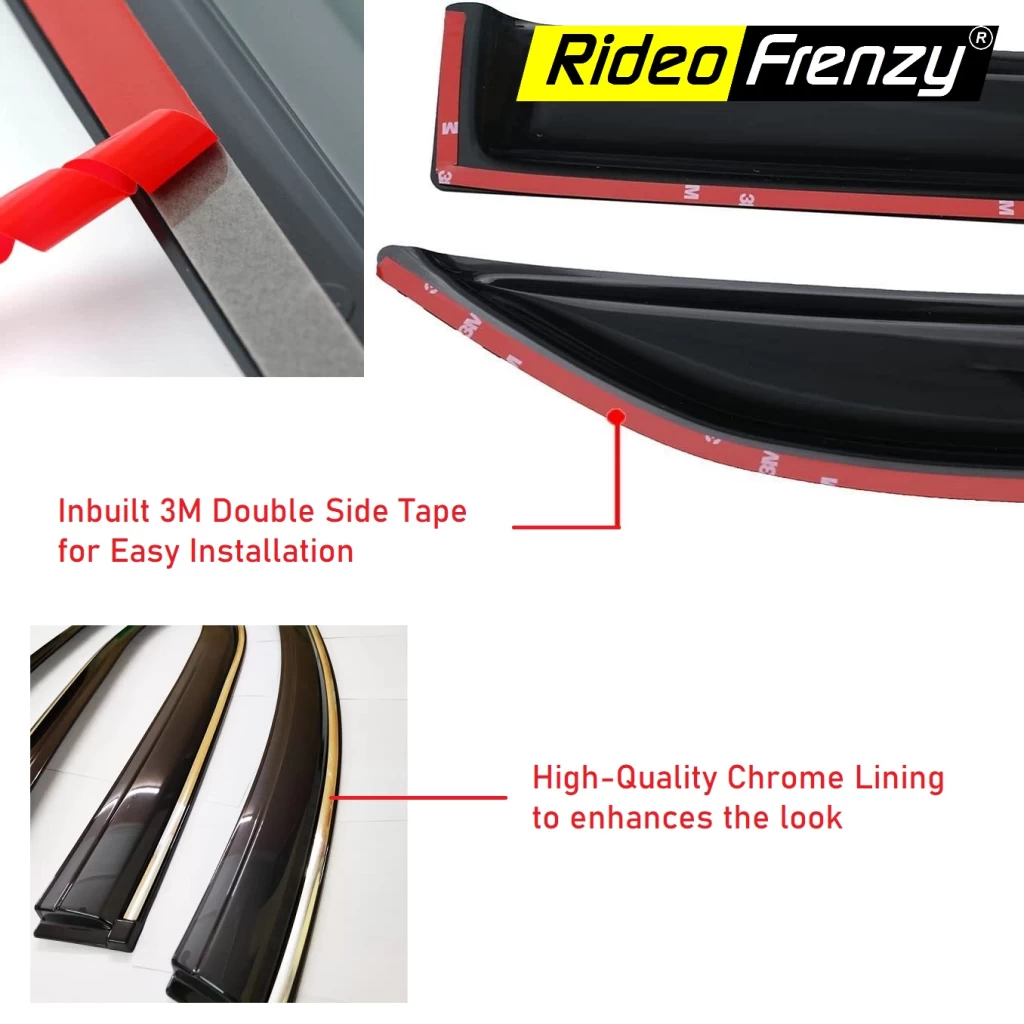 Buy Tata Curvv Door Visors Chrome Inserted Online | RideoFrenzy