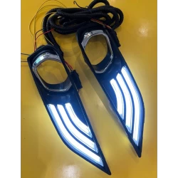Buy Tata Tiago Dual Function LED DRL Day Time Running Lights with Fog Lamps | Matrix Type Turn Indicator Signal