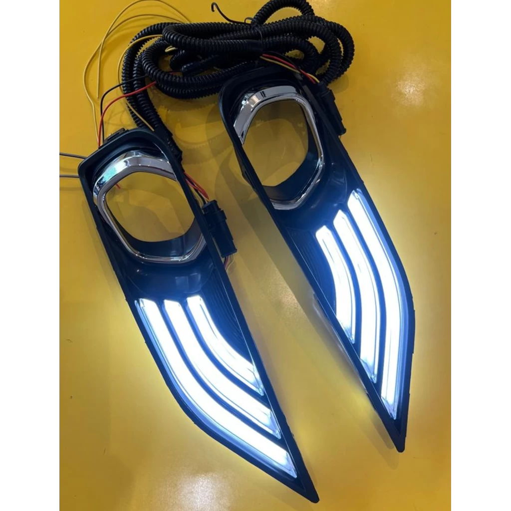 Buy Tata Tiago Dual Function LED DRL Day Time Running Lights with Fog Lamps | Matrix Type Turn Indicator Signal