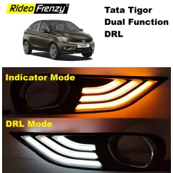 Buy New Tata Tigor (2020-2025) Dual Function LED DRL Day Time Running Lights | Matrix Type Turn Indicator Signal