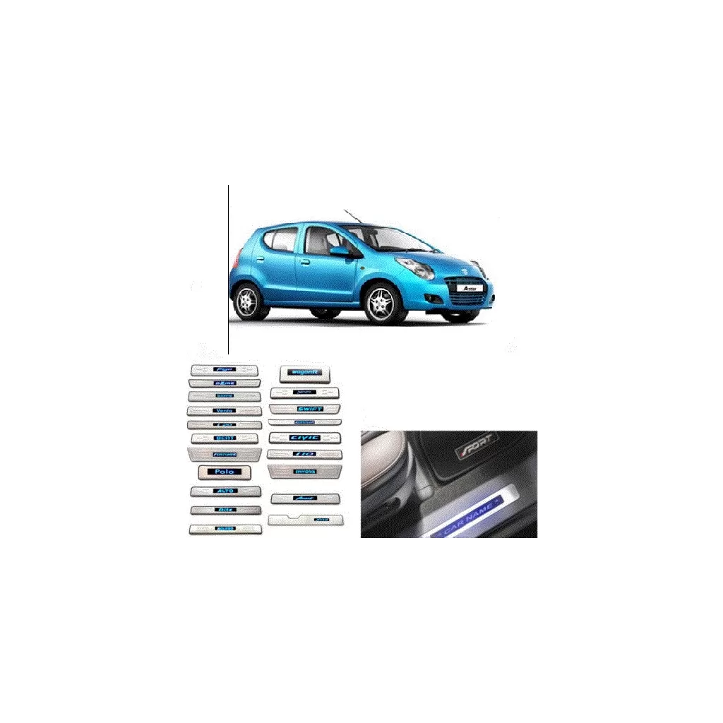 Buy Maruti A-Star Door Stainless Steel Sill Plate with blue LED at low prices-RideoFrenzy