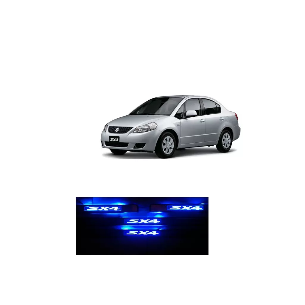 Buy Maruti SX4 Door Stainless Steel Sill Plate with blue LED at low prices-RideoFrenzy