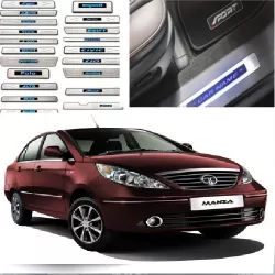 Buy Tata Manza Door Stainless Steel Sill Plate with Blue LED online at low prices-RideoFrenzy