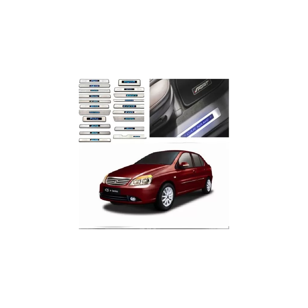 Buy Tata Indigo Door Stainless Steel Sill Plate with Blue LED online at low prices-RideoFrenzy