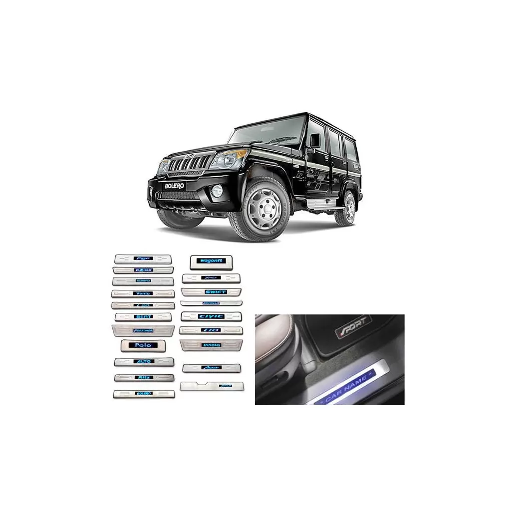 Buy Mahindra Bolero Stainless Steel Sill Plate with Blue LED online at low prices-Rideofrenzy