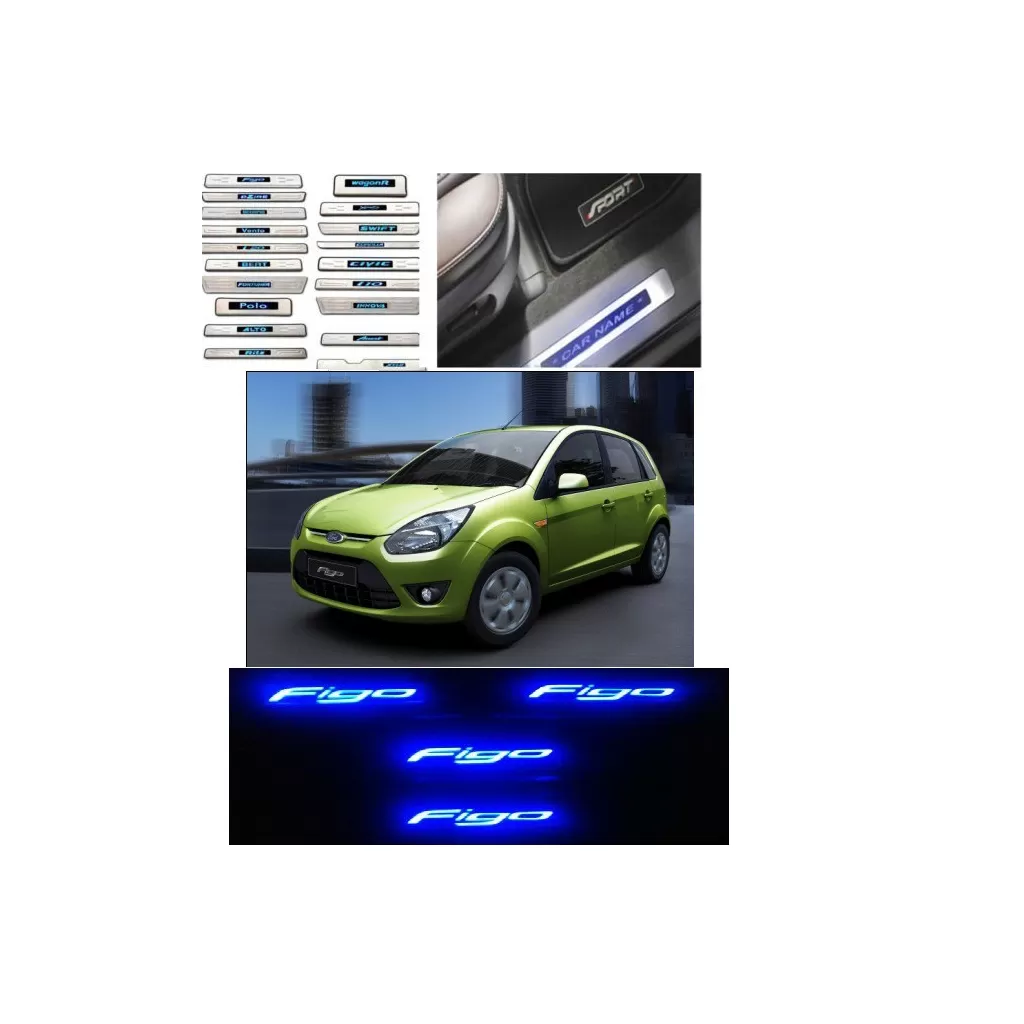 Buy Ford Figo Stainless Steel Sill Plate with Blue LED online at low prices-Rideofrenzy