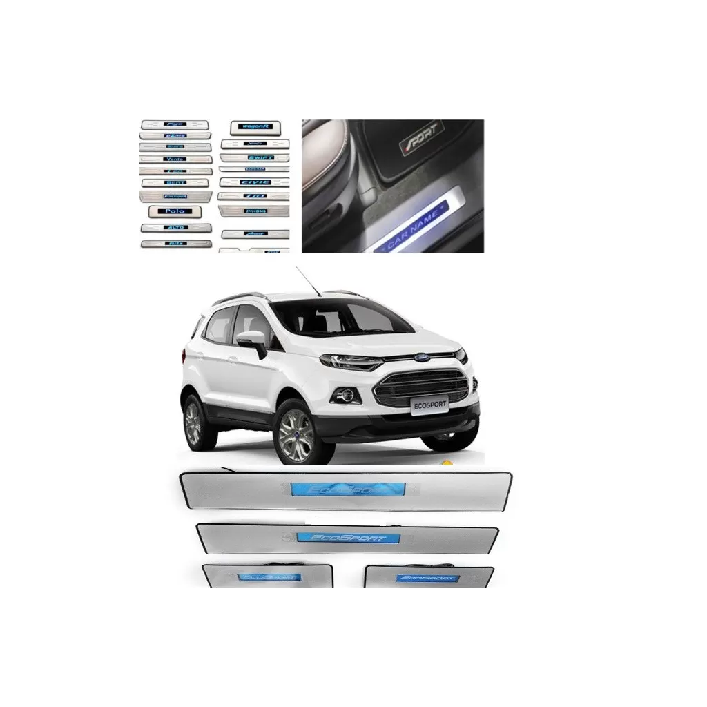 Buy Ford Ecosport Stainless Steel Sill Plate with Blue LED online at low prices-Rideofrenzy Buy Ford Ecosport Stainless Steel Sill Plate with Blue LED online at low prices-Rideofrenzy