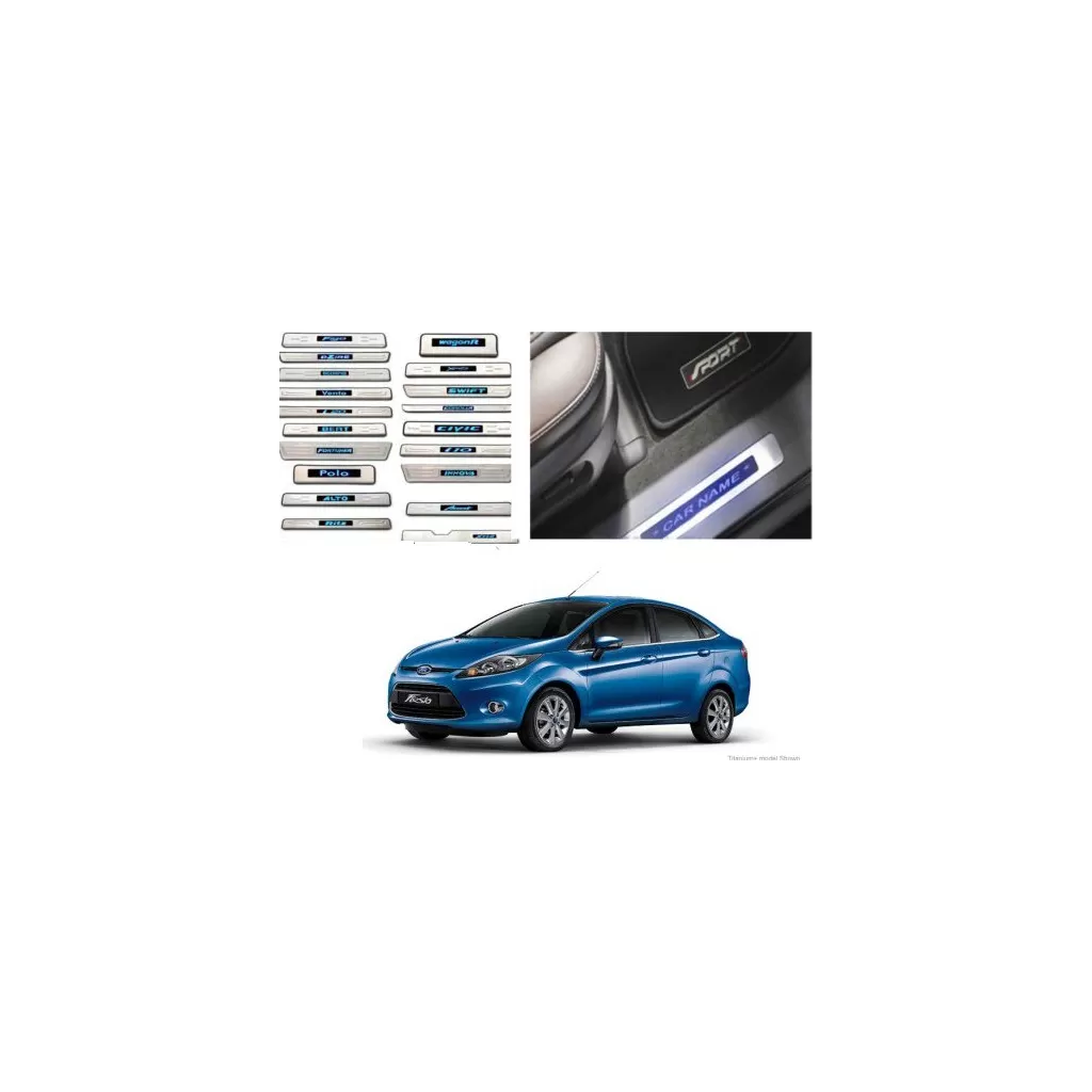 Buy Ford Fiesta Door Stainless Steel Sill Plate with Blue LED online at low prices | Rideofrenzy