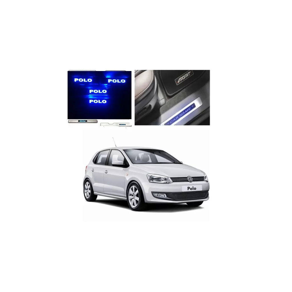 Buy Volkswagen Polo Stainless Steel Sill Plate with Blue LED online at low prices | Rideofrenzy