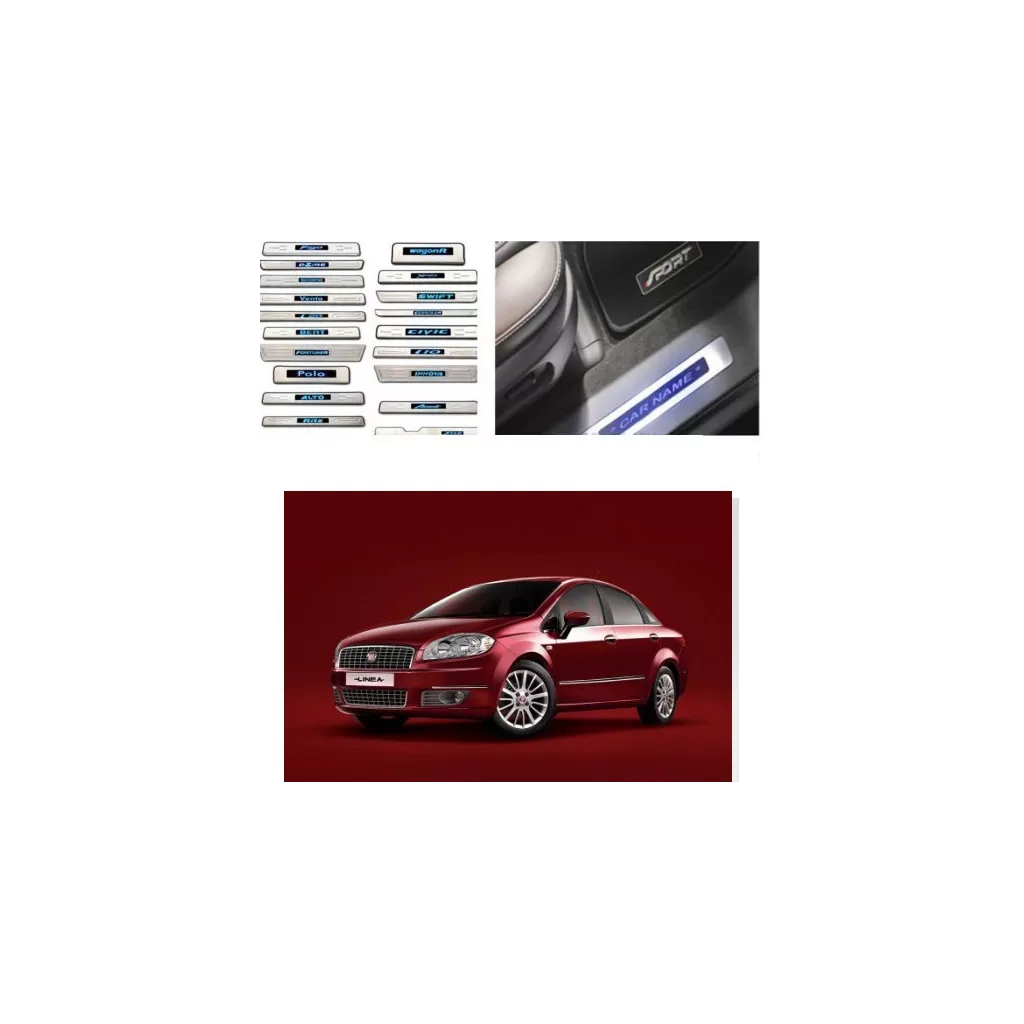 Buy Fiat Linea Stainless Steel Sill Plate with Blue LED online | Rideofrenzy