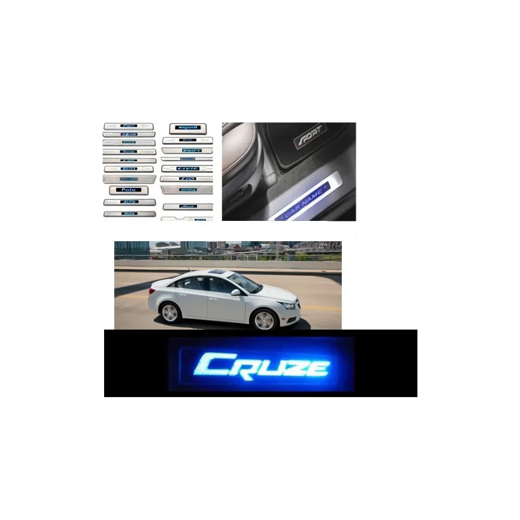Buy Chevrolet Cruze Stainless Steel Sill Plate with Blue LED online| Rideofrenzy